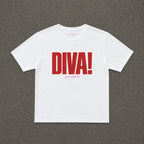DIVA! Baby Tee in White, flat lay