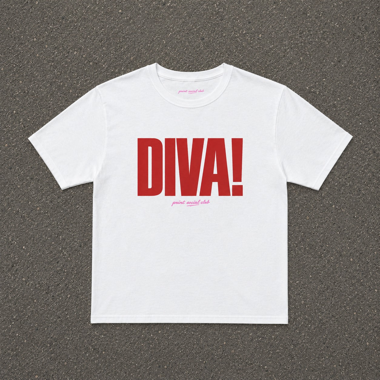 DIVA! Baby Tee in White, flat lay