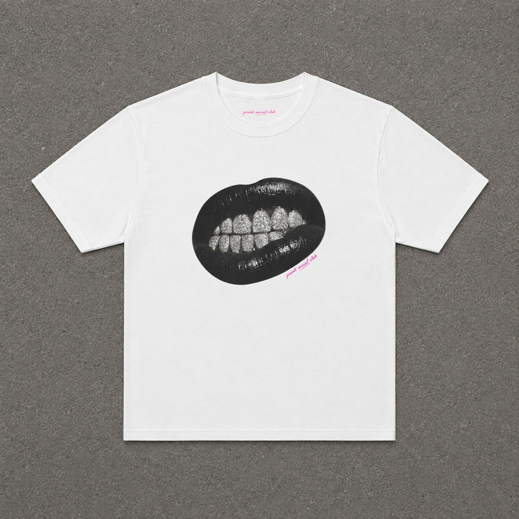 Grrr Baby Tee in White, flat lay