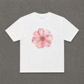 He Sent Flowers Baby Tee in White, flat lay