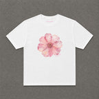 He Sent Flowers Baby Tee in White, flat lay