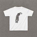 Leopardess Baby Tee in White, flat lay