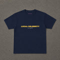 Local Celebrity Baby Tee in Navy, flat lay