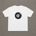 Lucky 8 baby tee in White, flat lay
