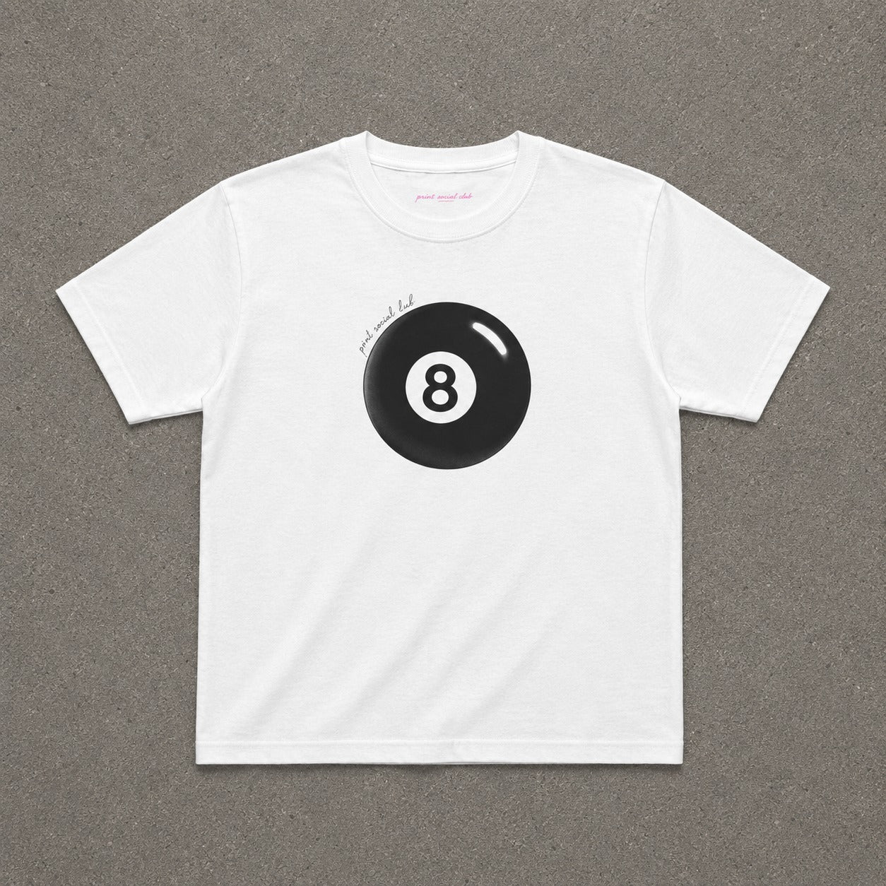 Lucky 8 baby tee in White, flat lay