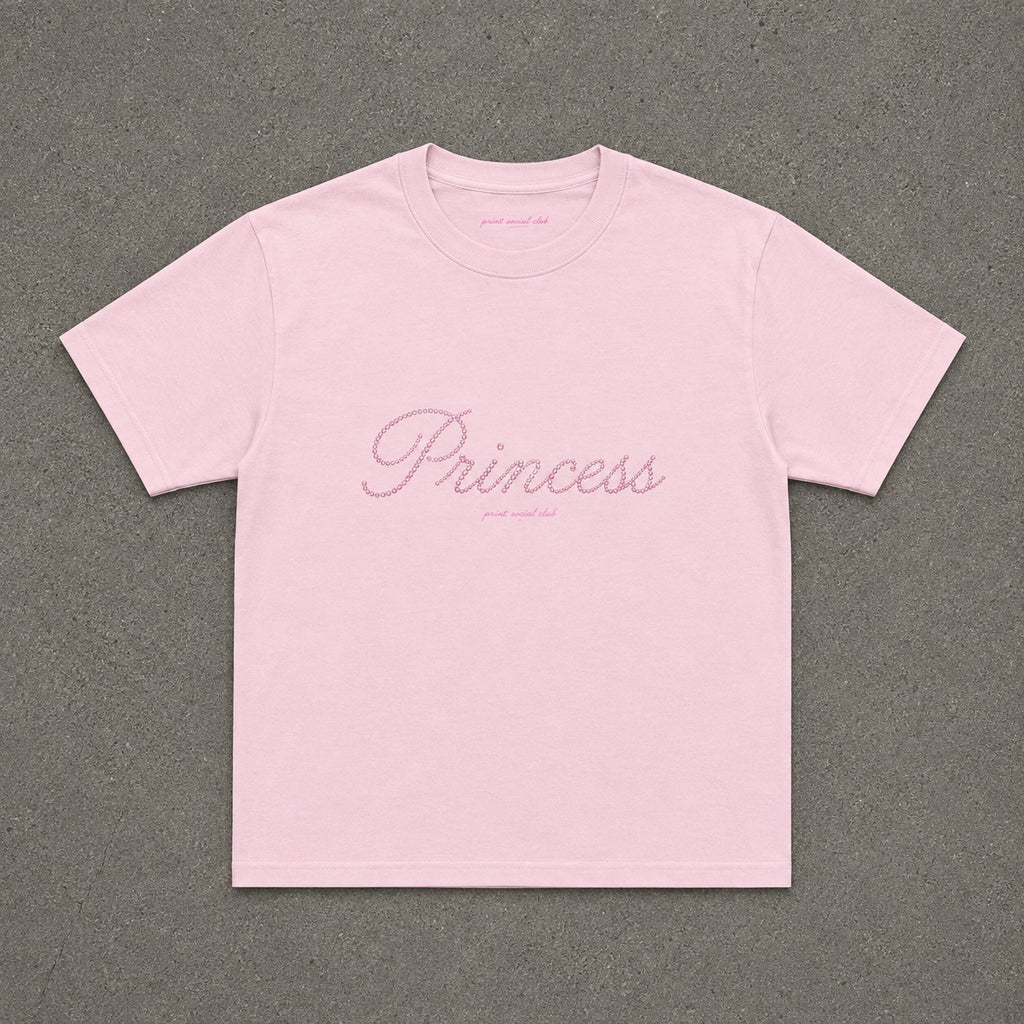 Pink Princess Baby Tee in Light Pink, flat lay