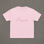 Pink Princess Baby Tee in Light Pink, flat lay