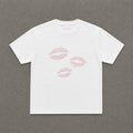Print Kisses Baby Tee in White, flat lay