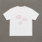 Print Kisses Baby Tee in White, flat lay