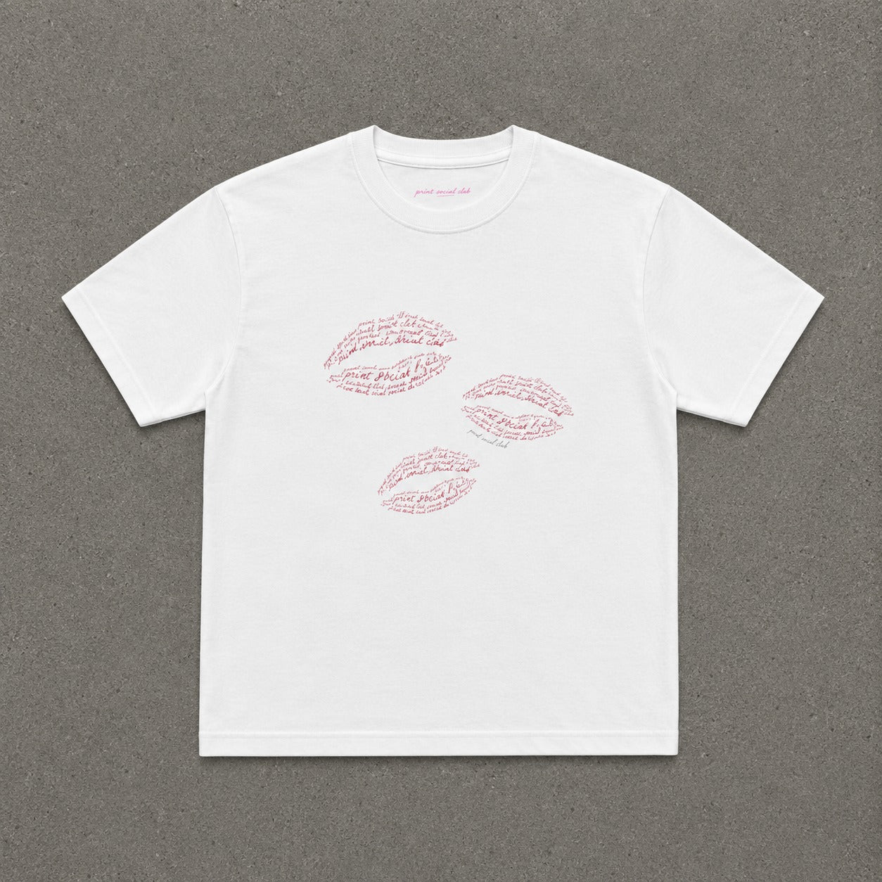 Print Kisses Baby Tee in White, flat lay