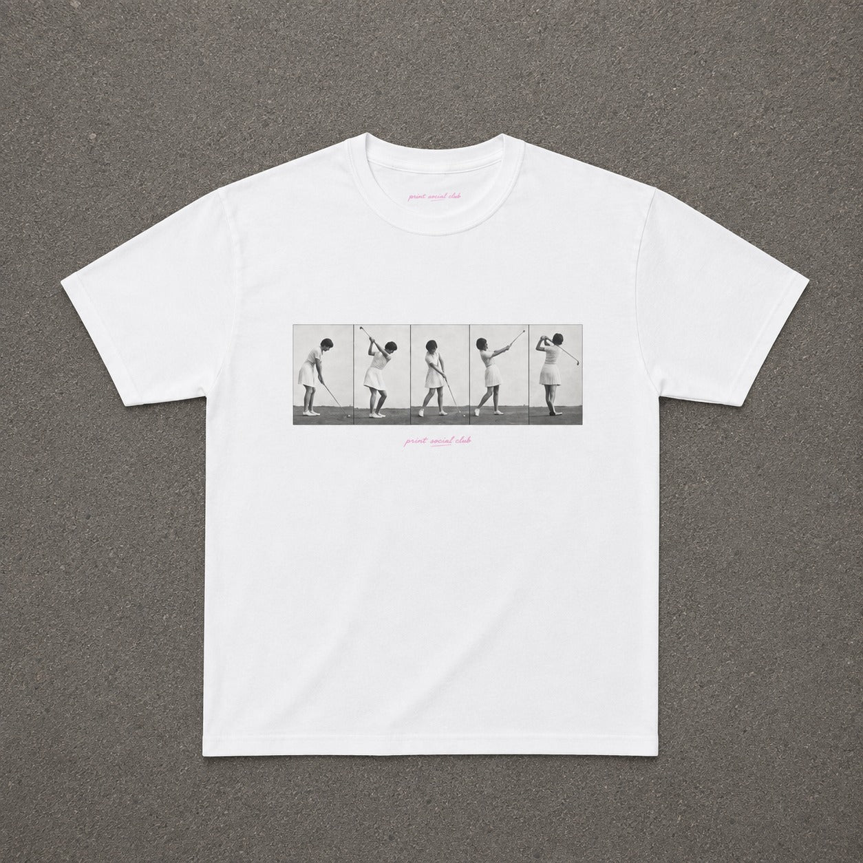 PSC Golf Club Baby Tee in White, flat lay
