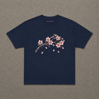 Sakura Baby Tee in Navy, flat lay