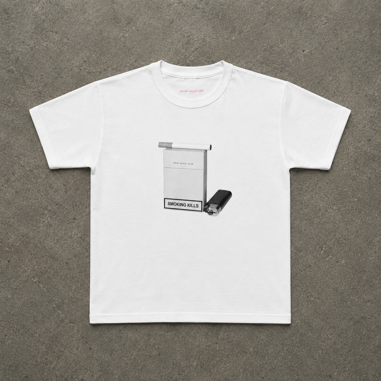 Smoking Kills Baby Tee in White, flat lay
