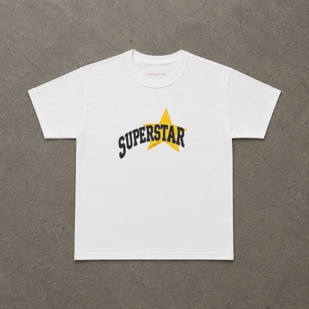 Superstar Baby Tee in White, flat lay