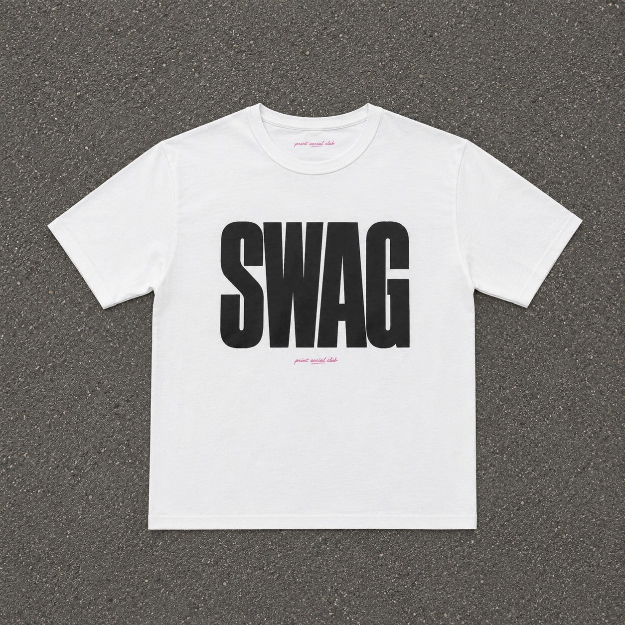 SWAG Baby Tee in White, flat lay