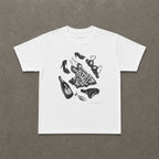 The Aftermath Baby Tee in White, flat lay