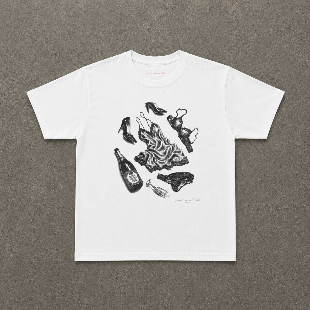 The Aftermath Baby Tee in White, flat lay