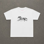 The Horse Baby Tee in White, flat lay
