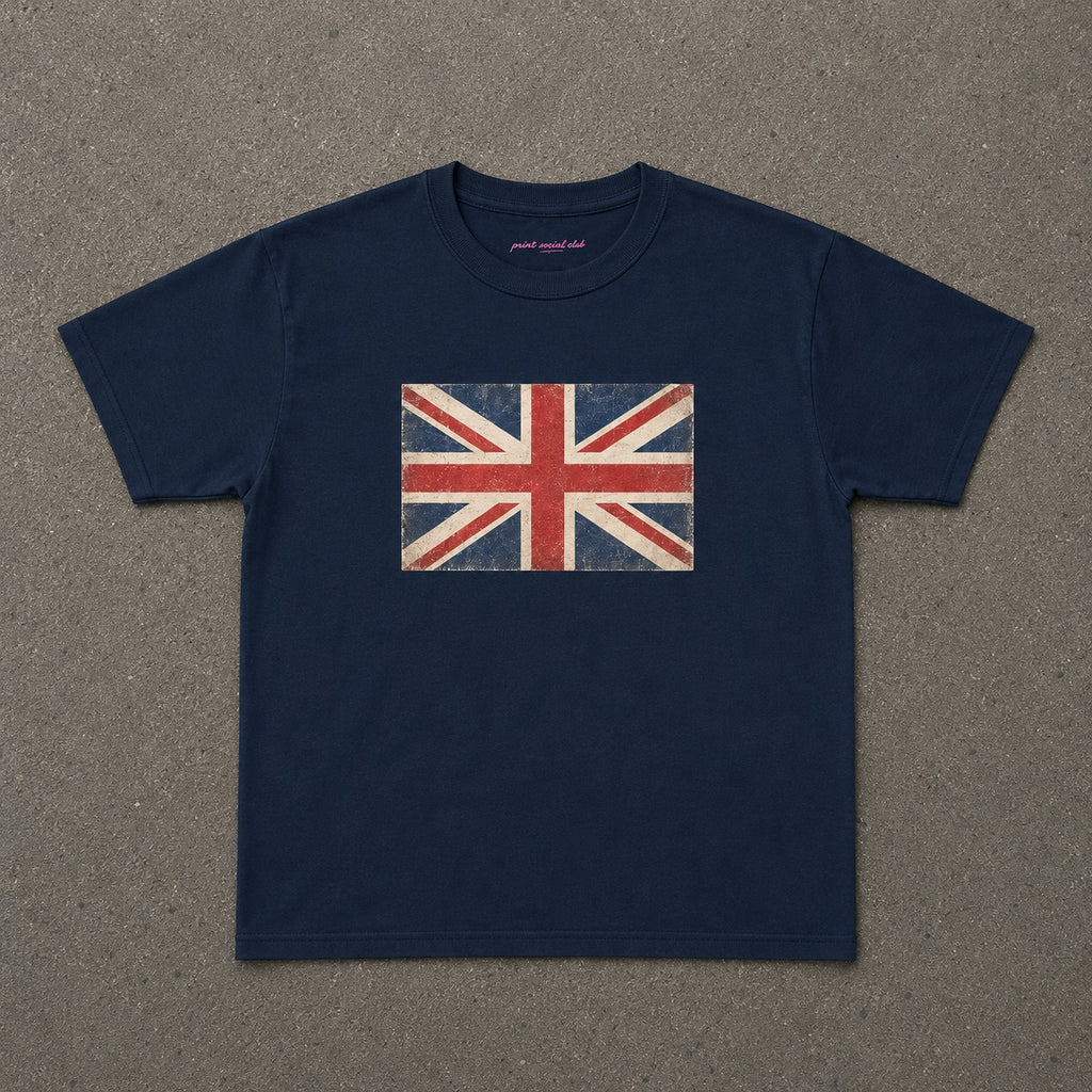 United Jack Baby Tee in Navy, flat lay