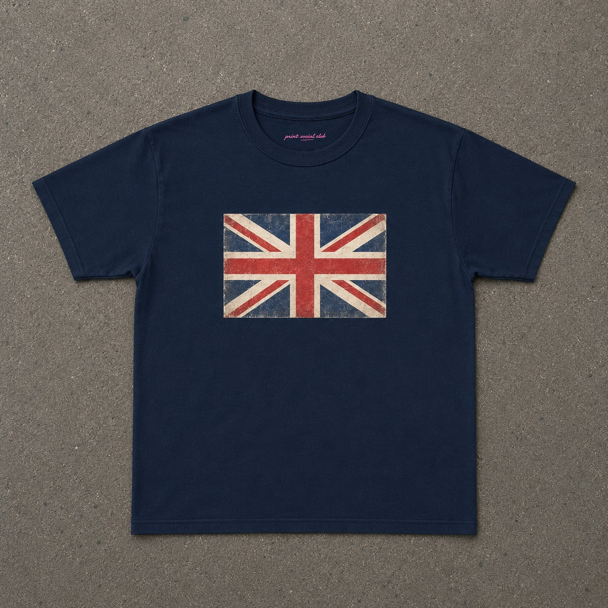 United Jack Baby Tee in Navy, flat lay