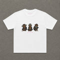 Wise Monkeys Baby Tee double sided in White, flat lay front