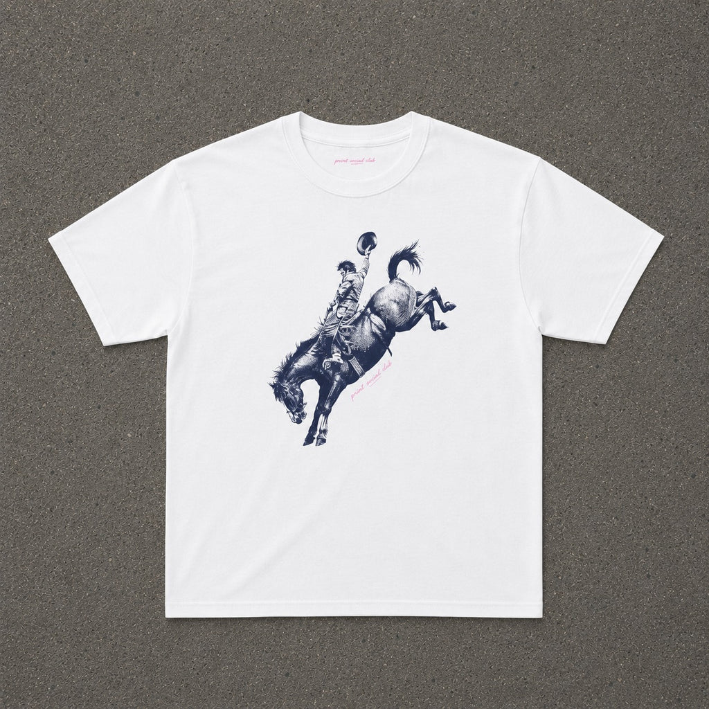 Yeehaw! Baby Tee in White, flat lay