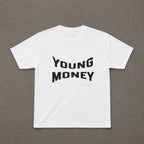 Young Money Baby Tee in White, flat lay